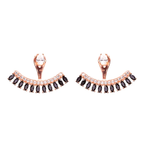 Turkish Black Fringe CZ Sterling Silver Ear Jackets