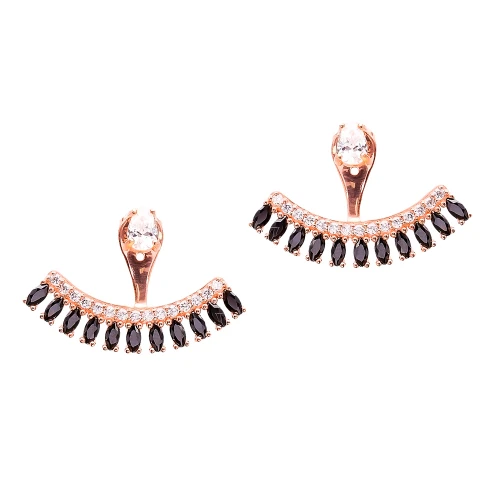 Turkish Black Fringe CZ Sterling Silver Ear Jackets