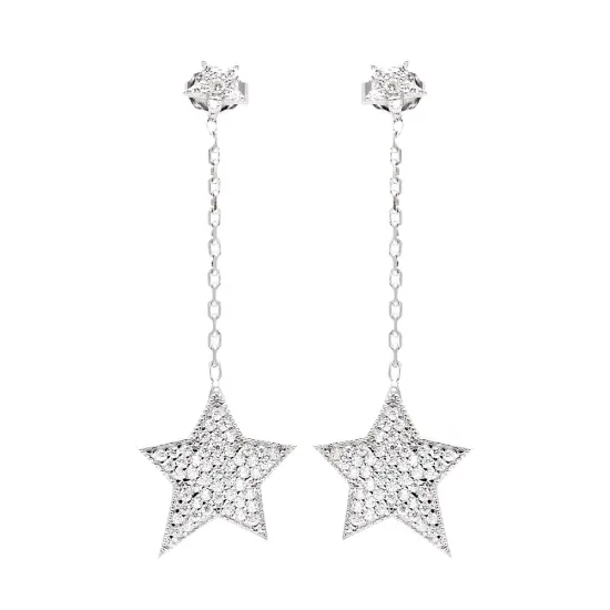 Minimalist Chain Star 925 Long Earrings Minimalist Chain Star 925 Long Earrings