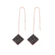 Turkish Ear Thread Square Shape Chain Silver Earrings