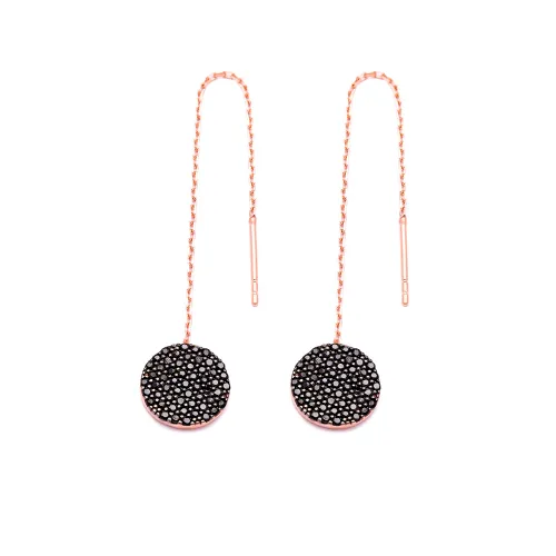 Turkish Ear Thread Circle Shape Chain Silver Earrings
