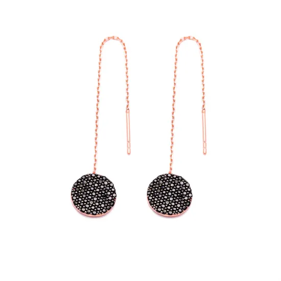 Turkish Ear Thread Circle Shape Chain Silver Earrings Turkish Ear Thread Circle Shape Chain Silver Earrings