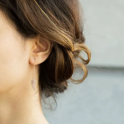 Turkish Ear Thread Wing Chain 925 Silver Earrings Turkish Ear Thread Wing Chain 925 Silver Earrings