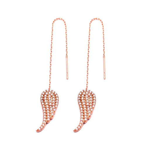 Turkish Ear Thread Wing Chain 925 Silver Earrings