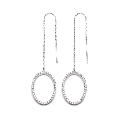 Turkish Ear Thread Chain Earrings 925 Sterling Silver