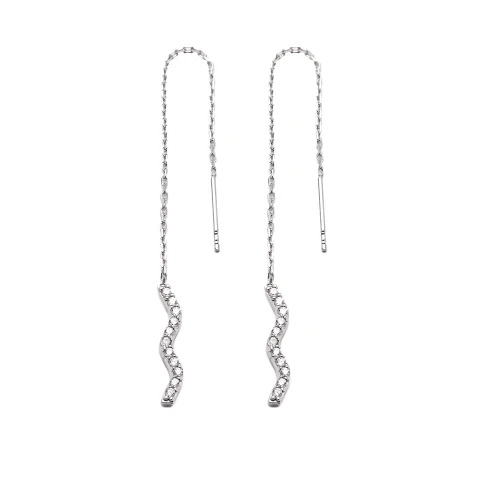 Turkish 925 Silver Ear Thread Chain Earrings Turkish 925 Silver Ear Thread Chain Earrings