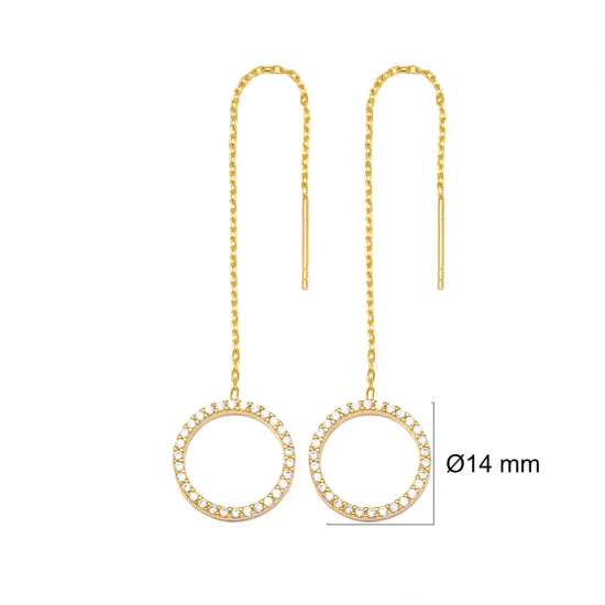 Turkish Silver Ear Thread Circle Shape Chain Earrings Turkish Silver Ear Thread Circle Shape Chain Earrings