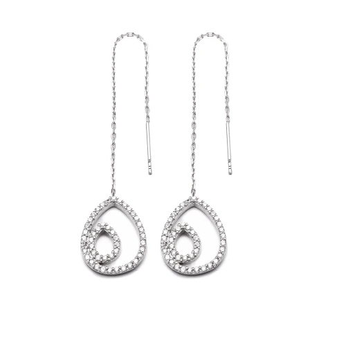 Turkish 925 Sterling Silver Ear Thread Chain Earrings