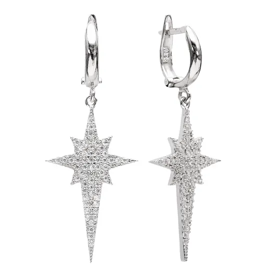 Dangle Clip On Pole Star Earrings Turkish Wholesale Sterling Silver Earring Dangle Clip On Pole Star Earrings Turkish Wholesale Sterling Silver Earring