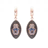 Turkish Hamsa Dangle Clip On Sterling Silver Earrings