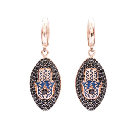 Turkish Hamsa Dangle Clip On Sterling Silver Earrings | 925 Sterling Silver Wholesale | Sade Silver Turkish Hamsa Dangle Clip On Sterling Silver Earrings - Sade 925 Silver Jewelry