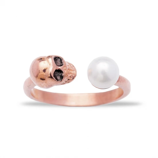 Made in Turkey Skull Pearl 925 Sterling Silver Ring