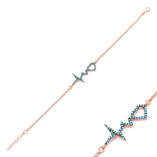 Turkish Turquoise Heart Beat Sterling Silver Bracelet