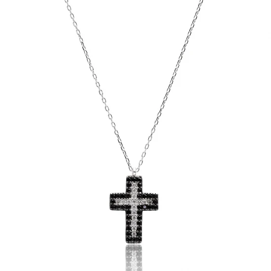 Turkish Black CZ Cross 925 Silver Pendant Turkish Black CZ Cross 925 Silver Pendant
