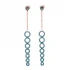 Turkish Nano Turquoise Round Long 925 Silver Earrings