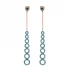 Turkish Nano Turquoise Chain Round Long Silver Earrings