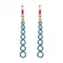 Turkish Nano Turquoise Round Shape Long Silver Earrings