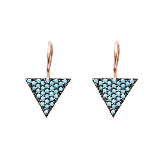 Turkish Nano Turquoise Triangle 925 Silver Earrings Turkish Nano Turquoise Triangle 925 Silver Earrings