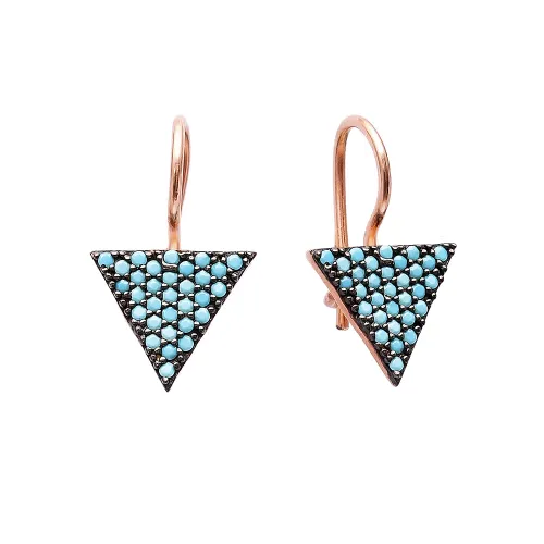 Turkish Nano Turquoise Triangle 925 Silver Earrings