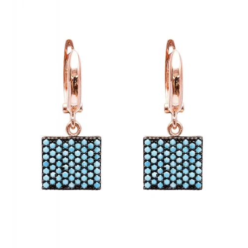 Turkish Nano Turquoise Square 925 Silver Earrings