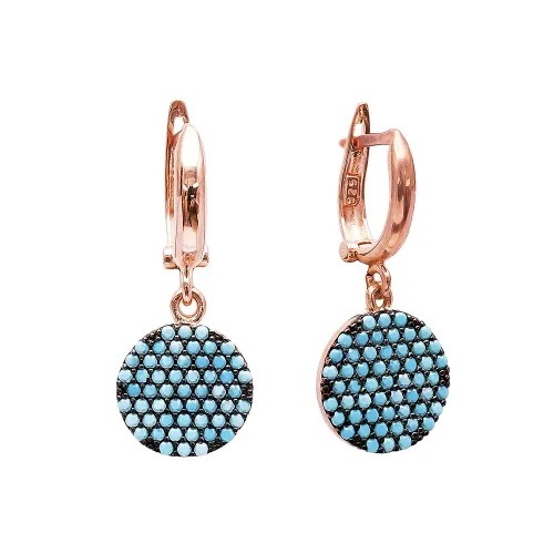 Turkish Nano Turquoise Circle 925 Silver Earrings