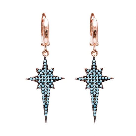 Turkish Nano Turquoise North Star 925 Silver Earrings
