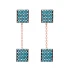 Nano Turquoise Chain Square Long 925 Silver Earrings
