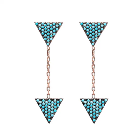 Nano Turquoise Chain Triangle Long Earrings Nano Turquoise Chain Triangle Long Earrings