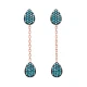 Turkish Nano Turquoise Chain Drop Long Silver Earrings