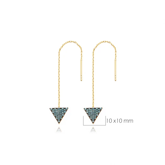 Turkish Nano Turquoise Triangle Silver Earrings Turkish Nano Turquoise Triangle Silver Earrings