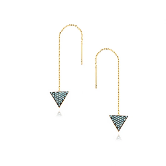 Turkish Nano Turquoise Triangle Silver Earrings Turkish Nano Turquoise Triangle Silver Earrings