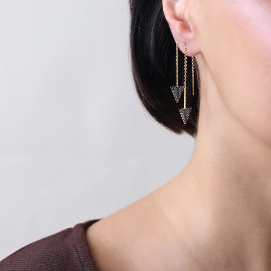 Turkish Nano Turquoise Triangle Silver Earrings Turkish Nano Turquoise Triangle Silver Earrings