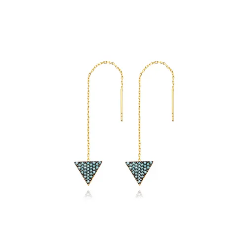 Turkish Nano Turquoise Triangle Silver Earrings