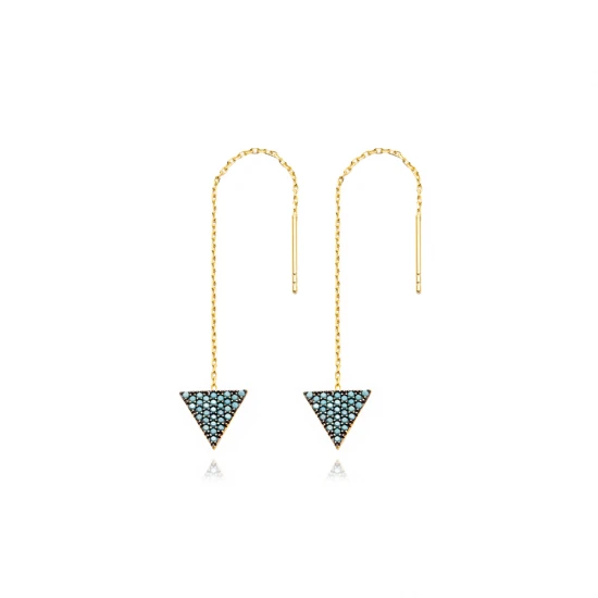 Turkish Nano Turquoise Triangle Silver Earrings Turkish Nano Turquoise Triangle Silver Earrings