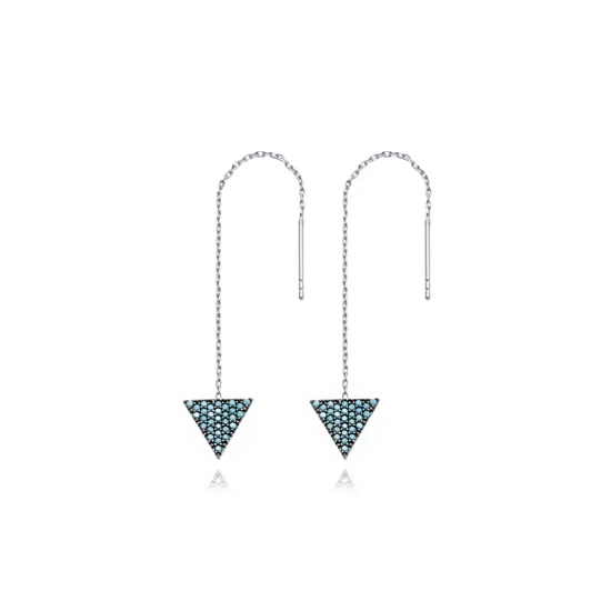 Turkish Nano Turquoise Triangle Silver Earrings Turkish Nano Turquoise Triangle Silver Earrings