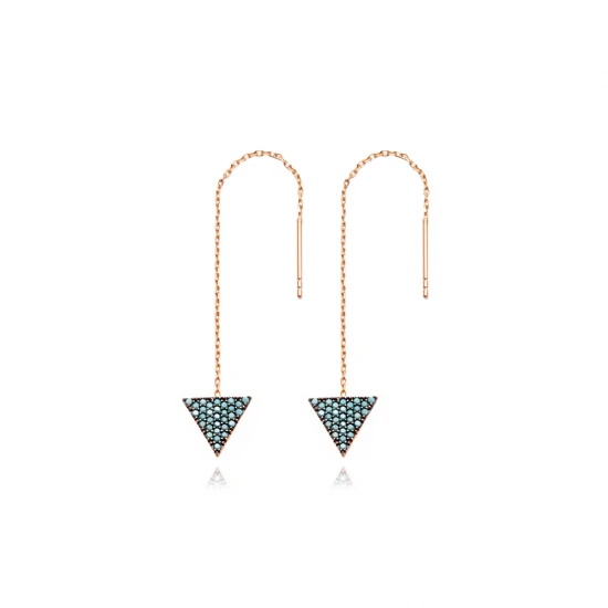 Turkish Nano Turquoise Triangle Silver Earrings Turkish Nano Turquoise Triangle Silver Earrings