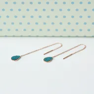 Nano Turquoise Ear Cuff Drop Design Turkish Wholesale Handcrafted Silver Earring