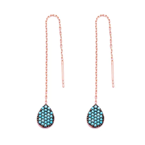 Turkish Nano Turquoise Drop 925 Silver Earrings