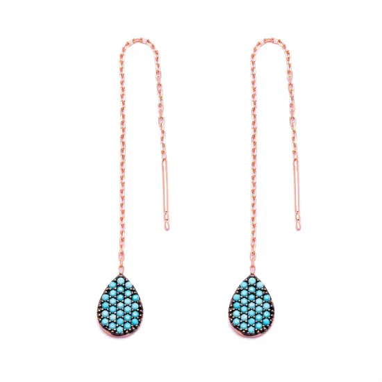 Turkish Nano Turquoise Drop 925 Silver Earrings