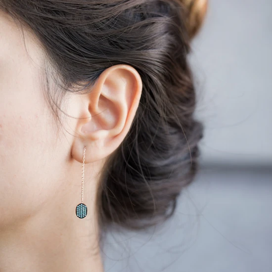 Turkish Nano Turquoise Earrings in 925 Sterling Silver Turkish Nano Turquoise Earrings in 925 Sterling Silver