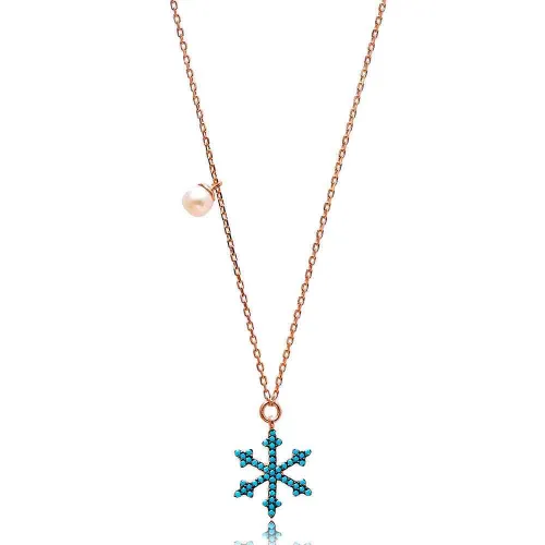 Turkish Nano Turquoise Snowflake 925 Silver Pendant