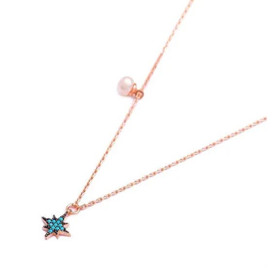 Turkish Nano Turquoise North Star Silver Pendant