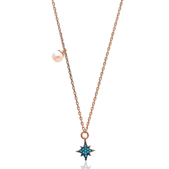 Turkish Nano Turquoise North Star Silver Pendant