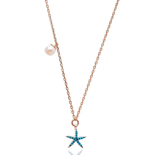 Turkish Nano Turquoise Starfish Sterling Silver Pendant