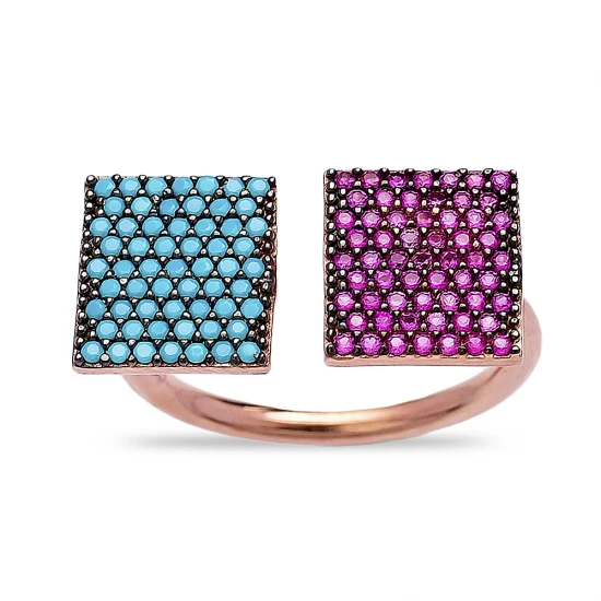 Turkish 925K Adjustable Square Shape 925 Silver Ring