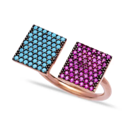 Turkish 925K Adjustable Square Shape 925 Silver Ring
