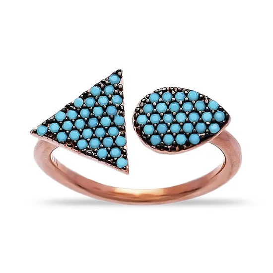 Turquoise 925K Adjustable Triangle And Drop Silver Ring Turquoise 925K Adjustable Triangle And Drop Silver Ring