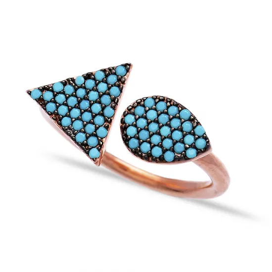 Turquoise 925K Adjustable Triangle And Drop Silver Ring Turquoise 925K Adjustable Triangle And Drop Silver Ring