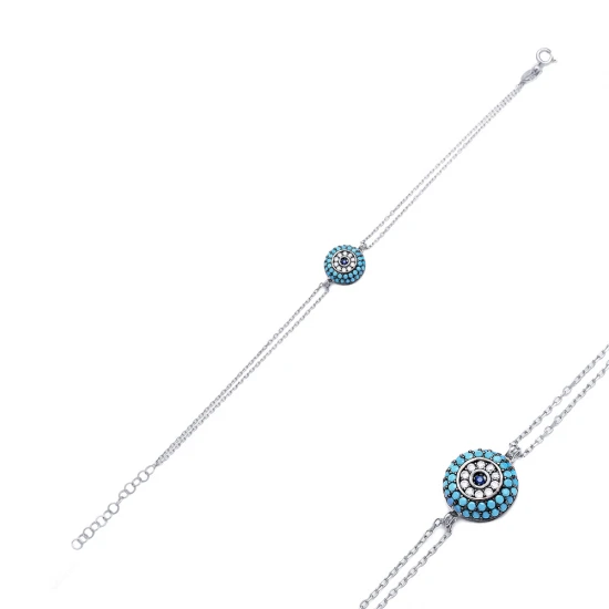 Turkish Round Evil Eye 925 Silver Bracelet Turkish Round Evil Eye 925 Silver Bracelet