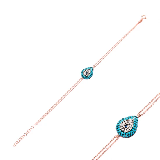 Turkish Drop With Evil Eye 925 Sterling Silver Bracelet Turkish Drop With Evil Eye 925 Sterling Silver Bracelet